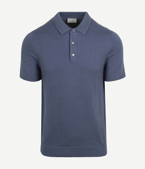 Suitable heavy knitted polo raw denim blauw