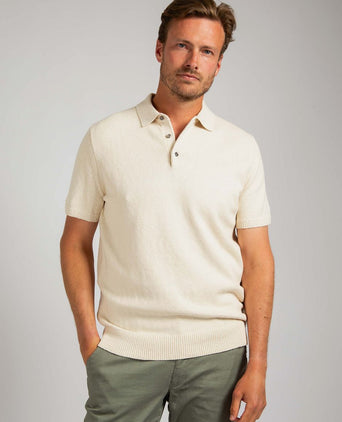 Heavy knitted polo raw ecru