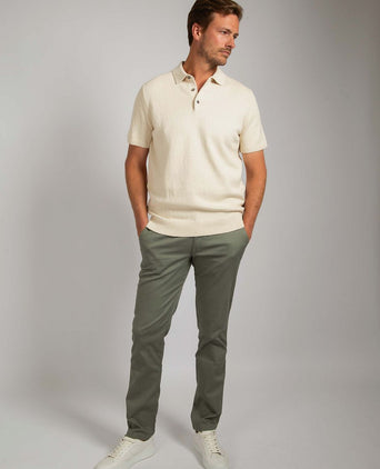 Heavy knitted polo raw ecru