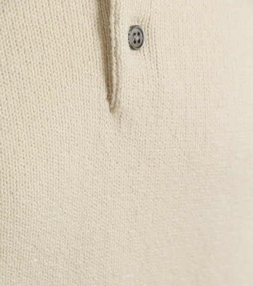 Heavy knitted polo raw ecru