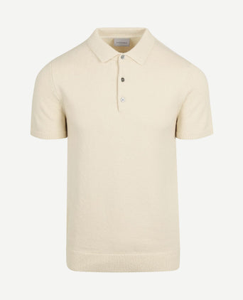 Heavy knitted polo raw ecru
