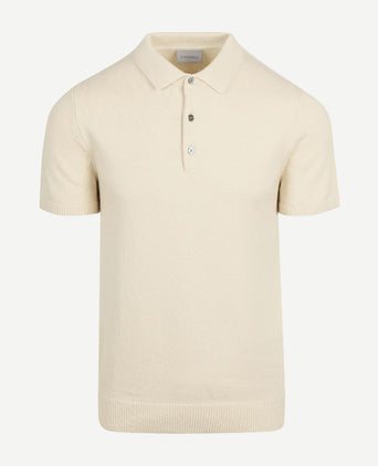 Heavy knitted polo raw ecru