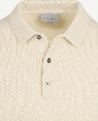 Heavy knitted polo raw ecru
