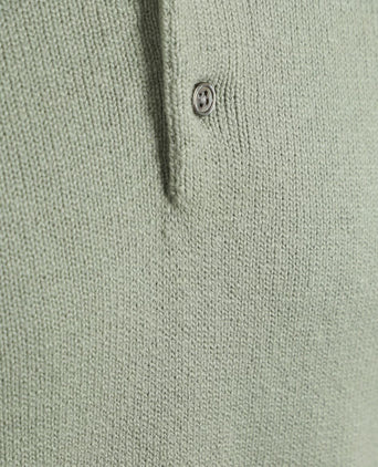 Heavy knitted polo raw lichtgroen
