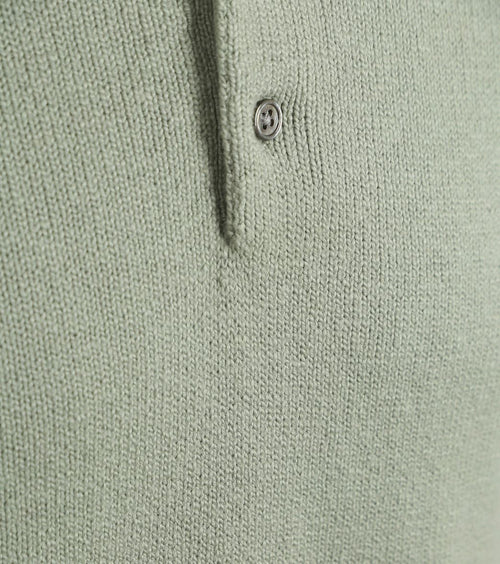 Heavy knitted polo raw lichtgroen