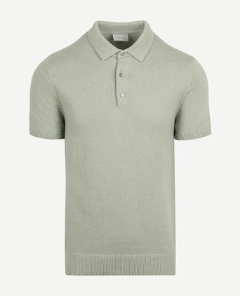 Heavy knitted polo raw lichtgroen