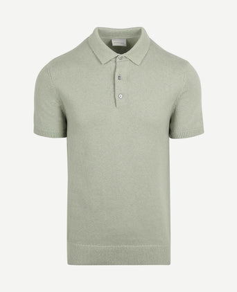 Heavy knitted polo raw lichtgroen