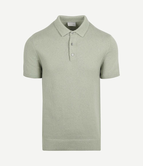 Heavy knitted polo raw lichtgroen