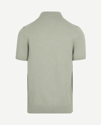 Heavy knitted polo raw lichtgroen