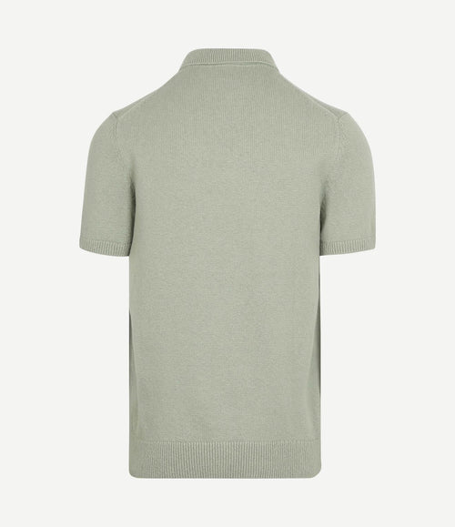 Heavy knitted polo raw lichtgroen