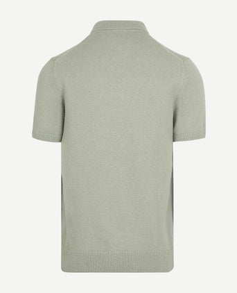 Heavy knitted polo raw lichtgroen