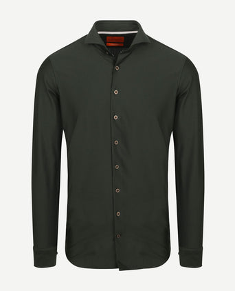 Suitable herringbone overhemd donkergroen | Slim-fit