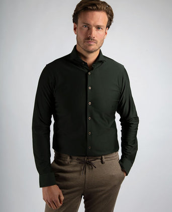 Suitable herringbone overhemd donkergroen | Slim-fit