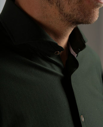 Suitable herringbone overhemd donkergroen | Slim-fit