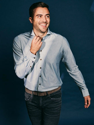 Suitable herringbone overhemd groen Suitable herringbone overhemd groen