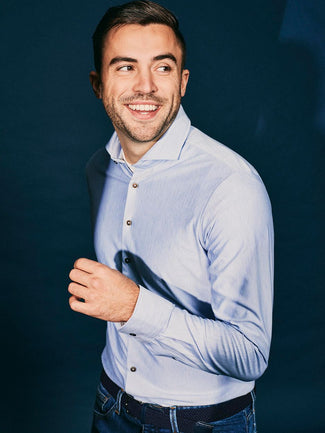 Suitable herringbone overhemd lichtblauw Suitable herringbone overhemd lichtblauw