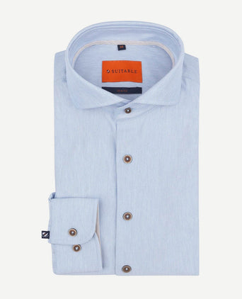 Suitable herringbone overhemd lichtblauw