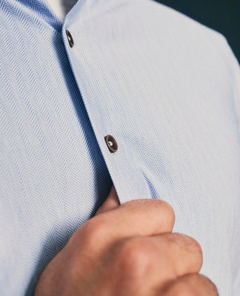 Suitable herringbone overhemd lichtblauw