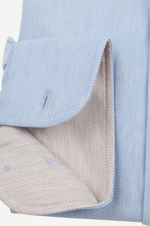 Suitable herringbone overhemd lichtblauw