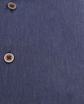 Suitable herringbone overhemd donkerblauw