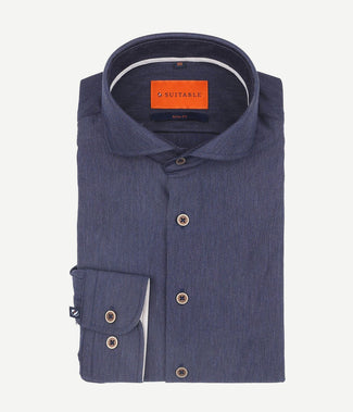 Suitable herringbone overhemd donkerblauw Suitable herringbone overhemd donkerblauw