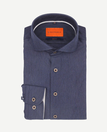 Herringbone overhemd donkerblauw