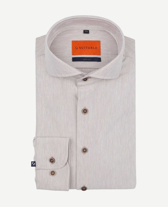 Suitable herringbone overhemd sand