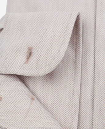 Suitable herringbone overhemd sand