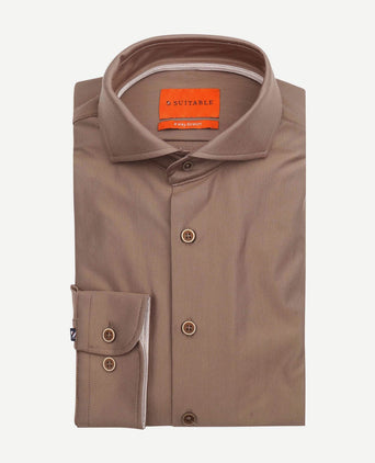 Herringbone overhemd taupe