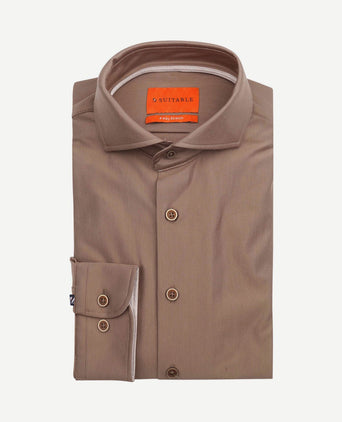 Herringbone overhemd taupe