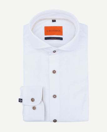 Suitable herringbone overhemd wit