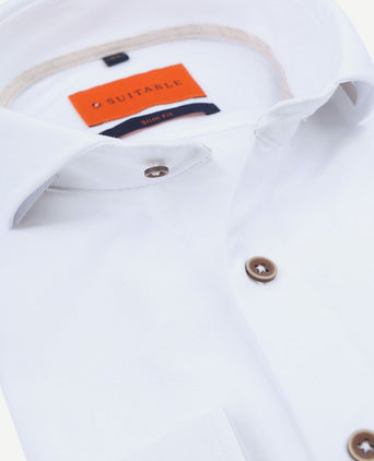 Suitable herringbone overhemd wit