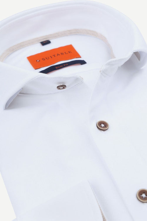 Suitable herringbone overhemd wit