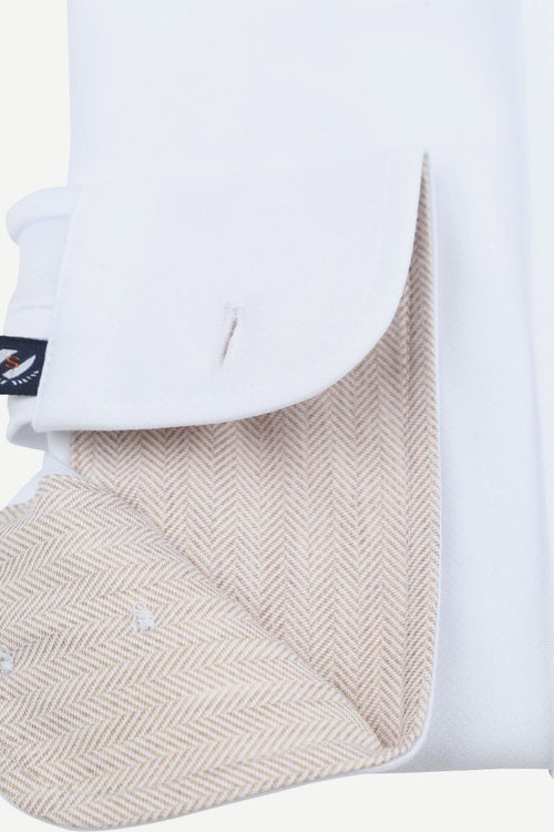 Suitable herringbone overhemd wit