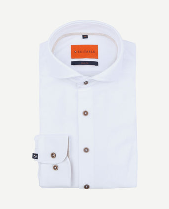 Herringbone overhemd wit