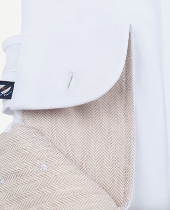 Suitable herringbone overhemd wit