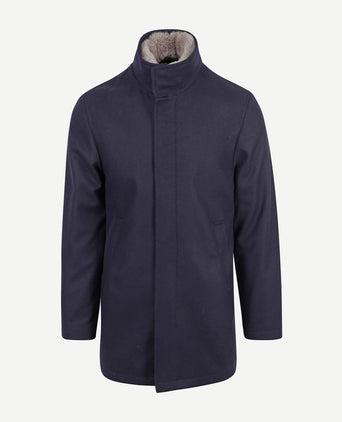 Hirsch coat wol blend donkerblauw