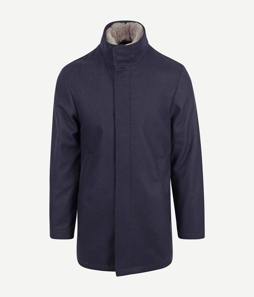 Hirsch coat wol blend donkerblauw
