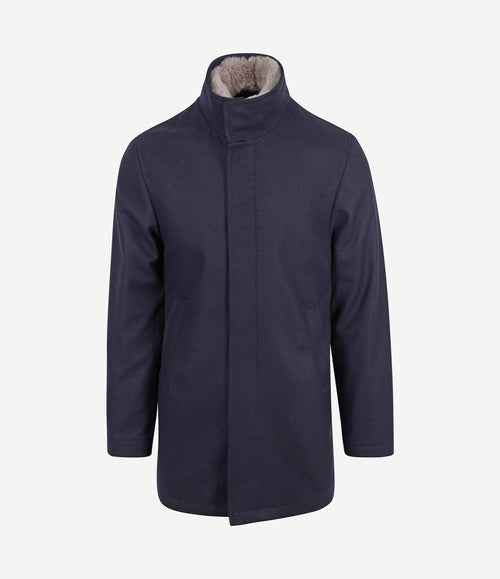 Hirsch coat wol blend donkerblauw