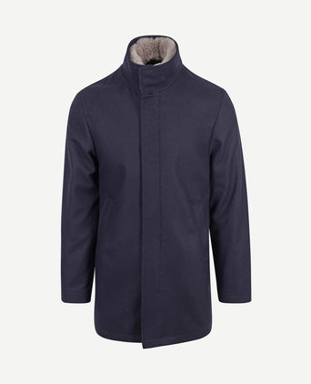 Hirsch coat wol blend donkerblauw