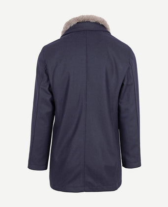 Hirsch coat wol blend donkerblauw