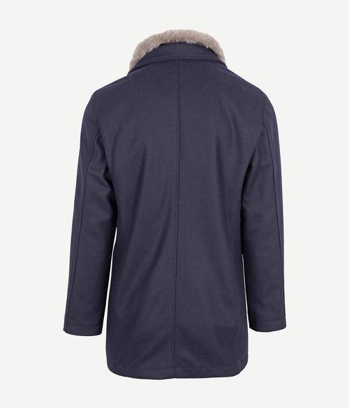Hirsch coat wol blend donkerblauw