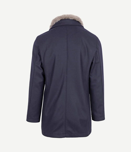 Hirsch coat wol blend donkerblauw
