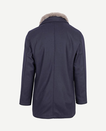 Hirsch coat wol blend donkerblauw