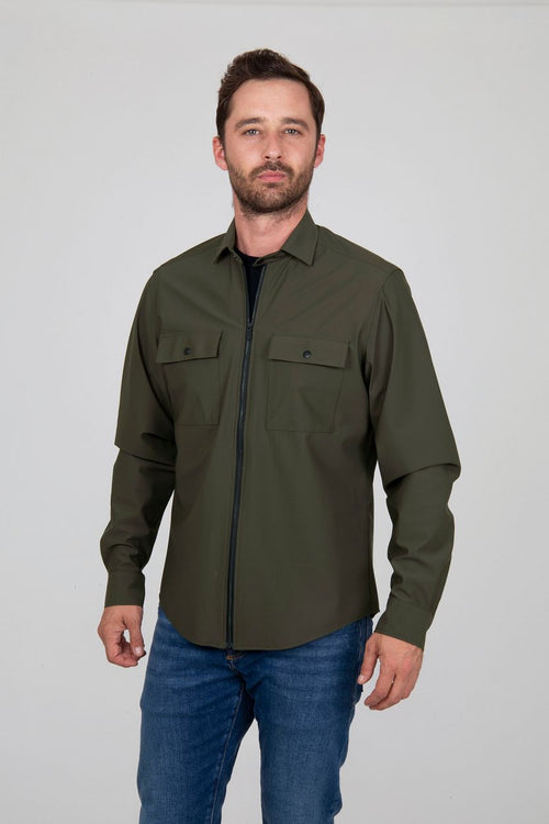 Suitable jacket shirt donkergroen