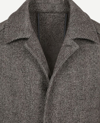 Coat longsaddle herringbone bruin