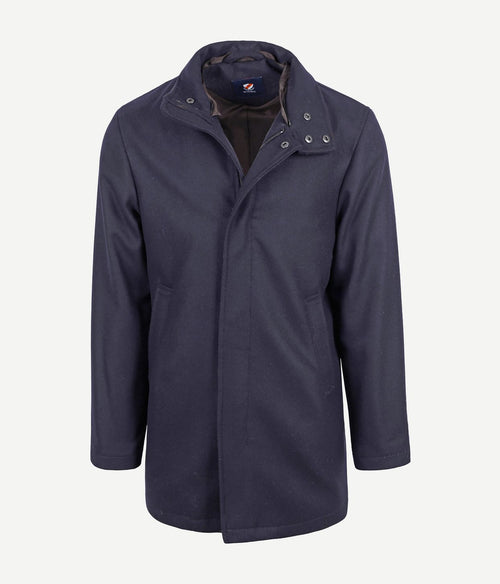 Hirsch coat wol blend donkerblauw