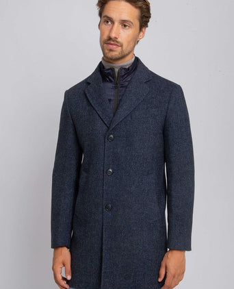 Coat wol twill donkerblauw