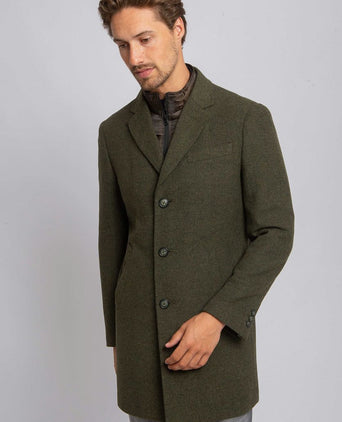 Coat wol twill donkergroen