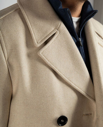 Coat caban wol blend ecru